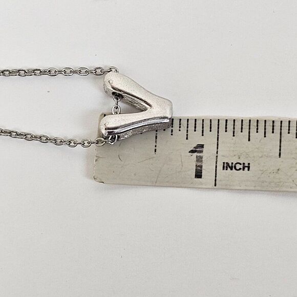 Vintage Sarah Coventry Initial V Pendant Silver Tone Chain Choker Necklace‎ - Picture 7 of 11